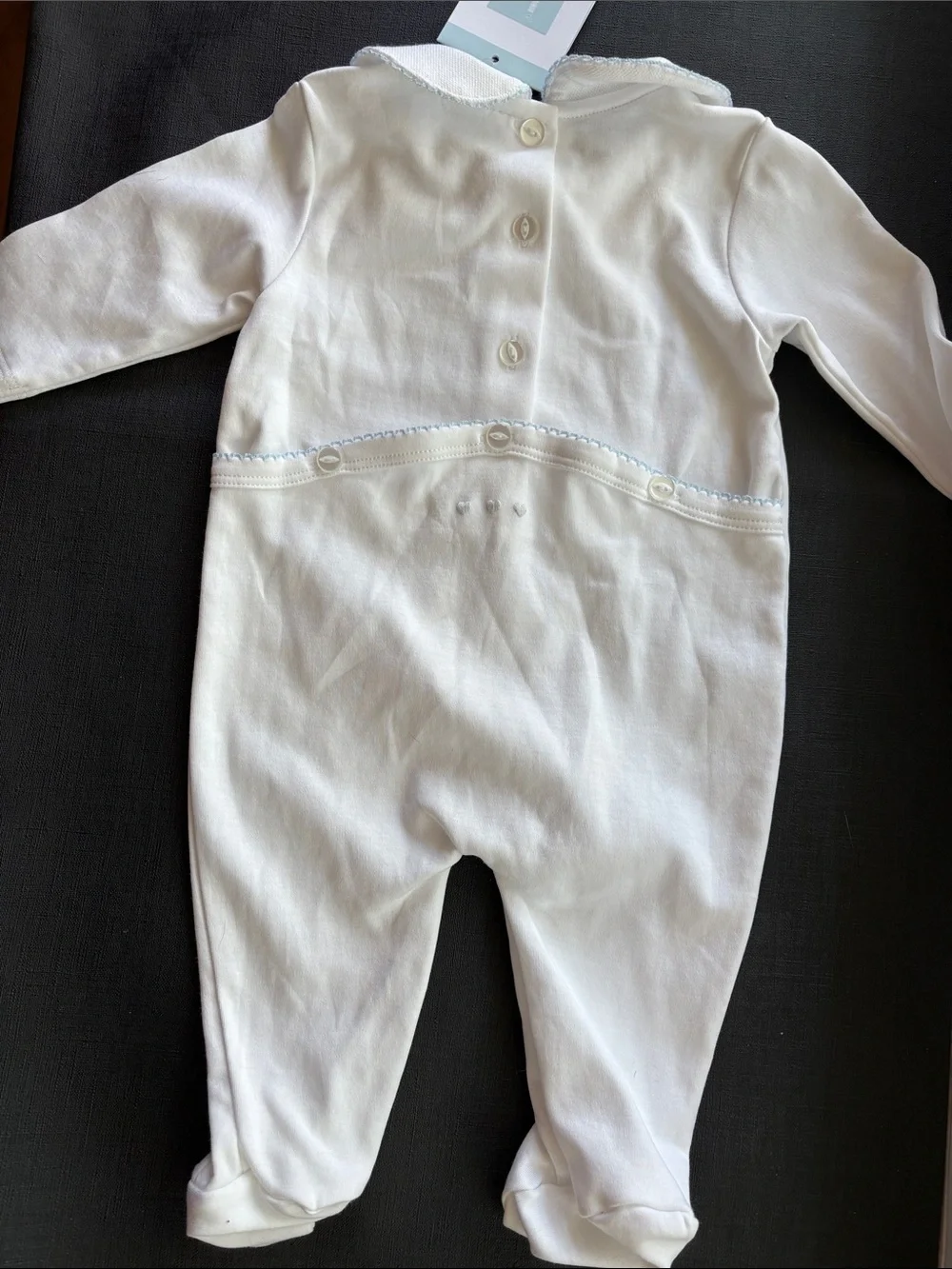 Bella Bliss White Footed One-Piece with Scalloped Peter Pan Collar NWT 6M